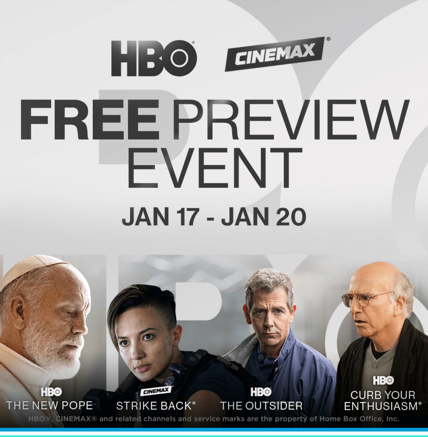 Free Preview Event The New Pope / Strike Back® / The Outsider / Curb Your Enthusiasm®